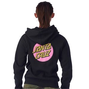 Santa Cruz Women's Black Hoodie with Pink and Yellow Accents/ Brand New